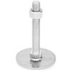 Ganter Normelemente | Piedini in acciaio inox - GN 41-80-M12-100-D0-SK | Diametro piede 80 mm, argento, filettatura d2: M12 x 100