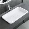 Mai & Mai Lavabo da incasso Col104, ca. 53 x 33 x 10,5 cm (larghezza x profondità x altezza), design lavabo in marmo pressofuso bianco lucido con coperchio di scarico