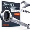 PRESCH Chiave a cricchetto 17mm reversibili - Angolo di ritorno minimo (4°, 90 denti) - Inclinazione di 15° per spazi ristretti - Chiave con cricchetto di precisione e robuste
