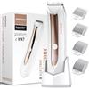 PRITECH Rasoio intimo uomo, rasoio elettrico per il corpo da uomo, impermeabile, con lama in ceramica bianca