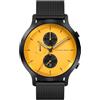 Lilienthal Berlin Chronograph Line 2 in nero/giallo - Orologio da uomo in acciaio chirurgico con movimento al quarzo e vetro minerale temperato zaffiro - 42,5 mm, Bracciale in rete nera, Bracciale