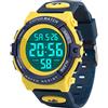 cofuo Orologio digitale per bambini per ragazzi e ragazze, orologi per ragazzi dai 3 ai 17 anni, orologio sportivo all'aperto per bambini, impermeabile fino a 50 m, cronografo multifunzione con LED