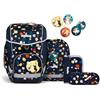 ergobag set zaino scolastico cubo set Mosaic Stone Bear - Blu scuro