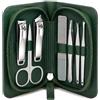 Mulbijeo Kit Unghie, Set di Strumenti per Manicure da 7 Pezzi, Set Manicure, Leggero & Portatile, Kit Manicure, Elegante Custodia, Set Pedicure, Colore Verde Smeraldo di Fascia Alta