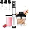 ZEEGMA Frullatore a Immersione 5in1 Multifunzionale Potenza di Picco 1500W Set di Punte Frullare Mescolare Sbattere Gancio per Miscelare Mixer 0.6L e Contenitore da 0.8L Turbo Alloggiamento in Metallo