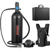 VEVOR Mini Bombola Subacquea per Immersioni, Set di Bombola Subacquea Portatile 2 L Bombole ad Aria Compressa con Autonomia Fino a 35 Minuti, Borsa a Spalla, Custodia di Trasporto in Metallo, Multiuso