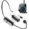 PORFOYO Microfono senza fili, 2,4 G, microfono senza fili, auricolare con portata di 30 m, porta di ricarica USB-C, microfono wireless ricaricabile per altoparlanti, guida turistica, insegnante di danza