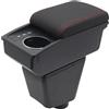 KAERGK Bracciolo Auto Compatibile con Renault Clio 2013-2017 | Vano Portaoggetti a Due Livelli, 2 Porte USB, Facile da Montare, Regolabile, Pelle PU, Linea Rossa