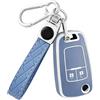 OFF WE GO Custodia Chiave Cover Guscio Chiavi per Opel Astra J H Corsa D E Insignia A Zafira B C Mokka X Adam Cascada Meriva B Coprichiave Macchina Copri Chiavi Telecomando Portachiavi, Argento Blu