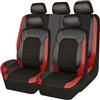 LGXYLF Auto Set Coprisedili per Mitsubishi Colt Z30 / Colt ClearTec 2004-2012, Pelle Traspirante Impermeabile Protezioni Sedile Accessori Auto,Black-Red