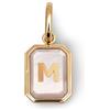 SINGULARU - Charm Personalizzato Letter Madreperla. Iniziale in Ottone con Finitura Placcata Oro 18 Kt. Ciondolo con Lettera e Dettagli in Madreperla. Gioielli da Donna. Lettera M