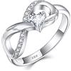 starchenie Anello Infinito Anello di Fidanzamento con Pietra Portafortuna a cuore in Argento 925 per Donne