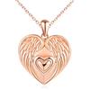 VIKILEE Cuore Portafoto Medaglione Collana Argento 925 Donna: Ali D'angelo Collana di Foto Personalizzata-Ciondolo Portafoto Collane Amuleto Gioielli-Compleanno Anniversario Natale Regali per Lei Oro Rosa