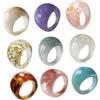 MOBUTOFU 9 Pezzi Anelli in Resina Acrilica Multicolore Design Retrò a Cupola Spessa Impilabili e Leggeri Anelli Moda Donna per Uso Quotidiano e Regalo Elegante