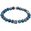 Kuzzoi Buddha Bracciale da uomo con agata blu e pietre preziose e teschio in argento Sterling 925, braccialetto yoga, lunghezza 19-23 cm, elastico, 0205930619 e Argento, colore: Blu