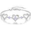 CDE Bracciale da donna in argento Sterling 925 con cuore in oro rosa, regalo per lei, pietra portafortuna, gioiello da donna, per Natale, San Valentino, compleanno, festa della mamma, Eine Grösse