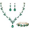 Clearine Set di gioielli da sposa per donne, spose e damigelle d'onore, marquise, strass, cristalli, fiori, foglie, grappolo, collana a Y, orecchini pendenti e bracciale, set per feste di ballo di