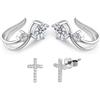 FEIKFEIZ Set di 4 orecchini a clip con moissanite, diamanti coltivati in laboratorio 2 carati, argento 925 rodiato, orecchini senza foro, orecchini a croce, ear cuff