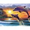 Pracht Creatives Hobby Set di pittura con diamanti, quadro con motivo di delfino e accessori, dimensioni circa 35 x 25 cm, set da dipingere con pietre glitterate per bambini a partire dai 5 anni di età