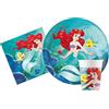 Ciao Kit Party Tavola Disney Princess Ariel Little Mermaid la Sirenetta per 24 persone (88 pezzi: 24 piatti Ø23cm, 24 bicchieri 200ml, 40 tovaglioli 33x33cm) in carta FSC compostabile eco-friendly