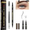 Soleira Waterproof Eyebrow Pencil with 4 Tip Microblading Eyebrow Pen and Dual-Ended Brush, for Natural-Looking Brows, Long-Lasting, Dark Brown