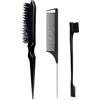 JTQYFI Set di 3 pennelli per capelli Slick Back, per donne, bambini, set di spazzole per capelli nere