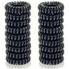 Generisch Elastico per capelli a spirale per donne e bambini, cavo telefonico, in gomma, per capelli senza pieghe, perfetto per coda di cavallo, chignon e acconciature quotidiane (12, Nero)