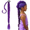 MUNSKT Extension per Capelli Viola - 61 Centimetri Lunghezza Coda di Cavallo Pre-Trecciata con Elastico, 100g + Anelli per Capelli per Cosplay Halloween Spettacoli