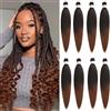 Mscat 20 pollici, 8 confezioni di capelli pre-allungati per capelli Ombre Brown Pre Stretched Braiding Professional Sintic Prestretched Crochet Braids Hair Extension Hot Water Setting Yaki Texture