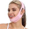 WNTJN Maschera Viso Forma a V Riutilizzabile, Fascia per Doppio Mento con Effetto Lifting e Rassodamento, Benda Viso in Tessuto Traspirante Regolabile per Donne, Rosa
