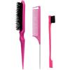 JTQYFI Set di 3 pennelli per capelli Slick Back, per donne, bambini, set di spazzole per capelli nere