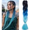 MY-LADY Extension per Treccine Africane 60cm 100g Ombre Nero/Blu marino/Azzurro Treccine Extension Capelli Sintetici Jumbo Braiding Hair Crochet Twist