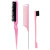 JTQYFI Set di 3 pennelli per capelli Slick Back, per donne, bambini, set di spazzole per capelli nere