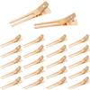 Beayuer 20 fermagli per capelli a doppia punta, 4,6 cm, clip per capelli a coccodrillo in metallo, forcine per capelli, per saloni e barbieri (20 pezzi, oro)