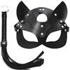 PRAOFRT 2 pezzi set Frustino equitazione Frusta in Pelle Flessibile Nera Frustino e una maschera da travestimento