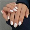 Bukecagif Unghie finte bianche cromate press-on, 32 pezzi unghie adesive, unghie finte alla francese, design effetto specchio, unghie acriliche a copertura totale, riutilizzabili per manicure fai da