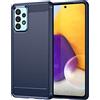 owlhold Cover per Samsung Galaxy A72 4G/5G, Custodia Spazzolata e Fibra di Carbonio Morbido Silicone TPU Slim Fit Case, Antiurto, Antigraffio, Antiscivolo, Protezione Militare, Blu