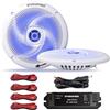 STUDIOFINIX 5,25 160W Altoparlanti marini Bluetooth impermeabili, a 2 vie con luci LED e design sottile, per barca, camper, ATV, UTV, carrello da golf (1 coppia, Bianco)