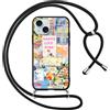 Yoedge Cover con Cordino per iPhone 15, Custodia con Laccio Collana Regolabile Tracolla Aesthetic Oceano Disegni, Morbida Silicone TPU Necklace Protettiva Corda Case per iPhone 15 6,1, Estate