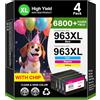 CATJOY Cartucce d'inchiostro 963 963XL Multipack per HP 963 XL Cartucce d'inchiostro compatibili con HP Officejet Pro 9010 9012 (confezione da 4)