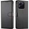 JUNETOP Cover per Xiaomi Redmi Note 14 4G, Custodia a Libro Nero
