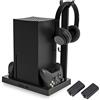 Goshyda Base di Raffreddamento per Series X Console, Supporto per Ventola di Raffreddamento Multifunzionale, 4 Ventole di Raffreddamento, con Indicatore di Carica Dell'adattatore della