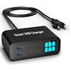 CESTONE GaN - Stazione di ricarica USB C a 6 porte, caricabatterie rapido multiporta con display digitale LED con luminosità regolabile, PD 100 W QC3.0 PPS, caricabatterie da tavolo compatibile con iPhone 17