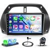 Rimoody Autoradio per Toyota RAV4 2001-2006 Carplay Wireless, 9 Pollici Touchscreen IPS Radio 2 din con Android Auto, Mirror Link, Bluetooth, FM/RDS, DSP, Comandi al Volante Retrocamera