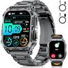 CHOOSETIME Smartwatch Uomo con Chiamate Bluetooth, 2,01 HD Display, LED Torcia, 900 mAh, Frequenza Cardiaca/Sonno, Fitness Tracker, 100+ Modalità Sportive, IP68, Compatibile con Android e iOS, Nero-Arancione