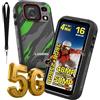 LAGENIO Eagle Pro Mini 5G Smartphone Rugged con Action Camera 4K, Android 16, 32GB+256GB/1TB, Grandangolo 152,6°, Batteria 4,5 Ore, Stabilizzazione, Display 4,0, Dual SIM 5G, NFC, IP69K, Verde