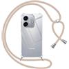 Pnakqil Cover per Honor 600 Lite 5G con Cordino, Trasparente Custodia con Laccio Tracolla Cellulare Girocollo Collana Protettiva per Honor 600 Lite 6,6 Pollic, Khaki