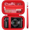 Supmay Custodia rigida per Canon PowerShot G7X Mark III/Mark II/ SX740 HS/SX730 HS, Sony ZV-1F/RX100, Ricoh GR III, Compatto 4K Vlogging piccole fotocamere con tasca mesh per la batteria, Rosso