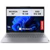 Lenovo ThinkBook 16 G8, Laptop AI 16 WUXGA - Artic Grey Processore Intel Core Ultra 5, RAM DDR5 16GB, SSD 512GB, sicurezza avanzata, tastiera retroilluminata, Windows 11 Pro