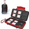 Kiorafoto Porta SD Card, 24 Slot per 12 SD SDXC SDHC Cards + 12 TF Micro SDXC SDHC Cards, IPX5 Impermeabile e Antiurto, con Moschettone, Compatta e Portatile
